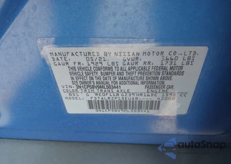 2021 Nissan Kicks S Xtronic Cvt from USA, damaged, VIN 3N1CP5BV9ML503441